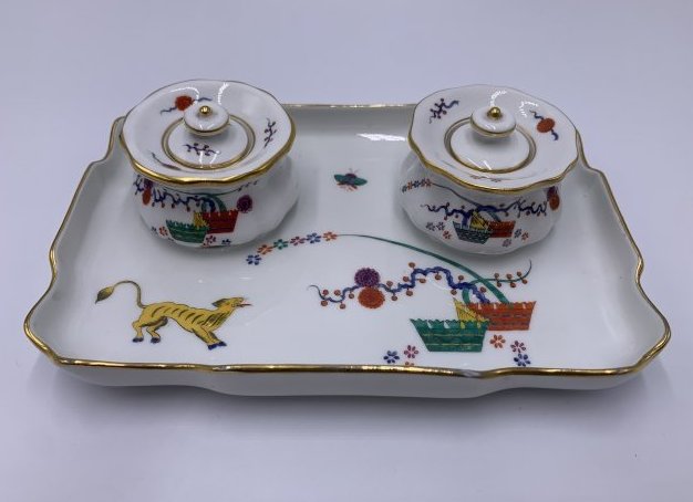 Meissen Porcelain  Inkwell Set  "Tiger & Flower" Pattern (1 of 16)