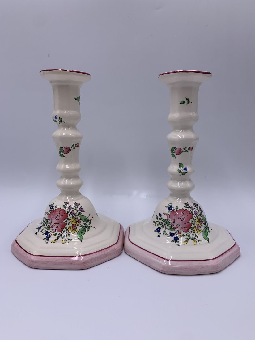 Pair of KG Luneville France Hand-Painted Porcelain Candle Holders (1 of 11)