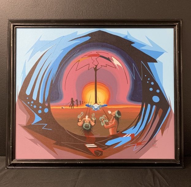 Rich Red Owl "Spiritual Dance" Native American Painting (1 of 11)