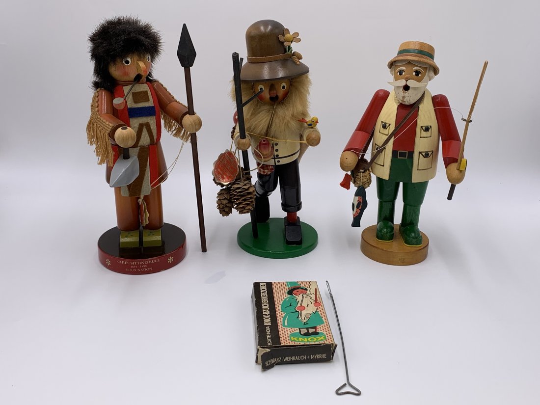 Lot of 3 Steinbach Volkskunst  Chief,  Fisherman &  Hiker Figures (1 of 17)