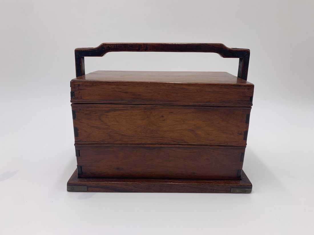 Signed Chinese Wood Stacked Snack Box with Caddy (1 of 18)