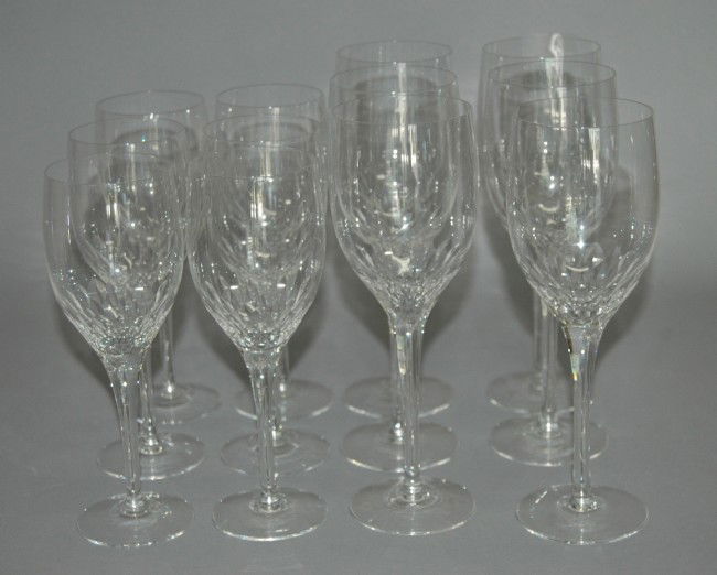 ORREFORS STEMWARE: 12 ORREFORS "PRELUDE" PATTERN WINE AND WATER STEMS.