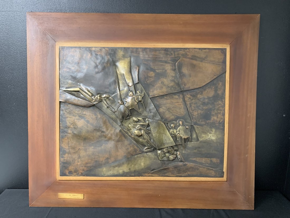 "Due To The Family" Framed Brass Sculpture by Eduardo Castrillo 1975 (1 of 11)