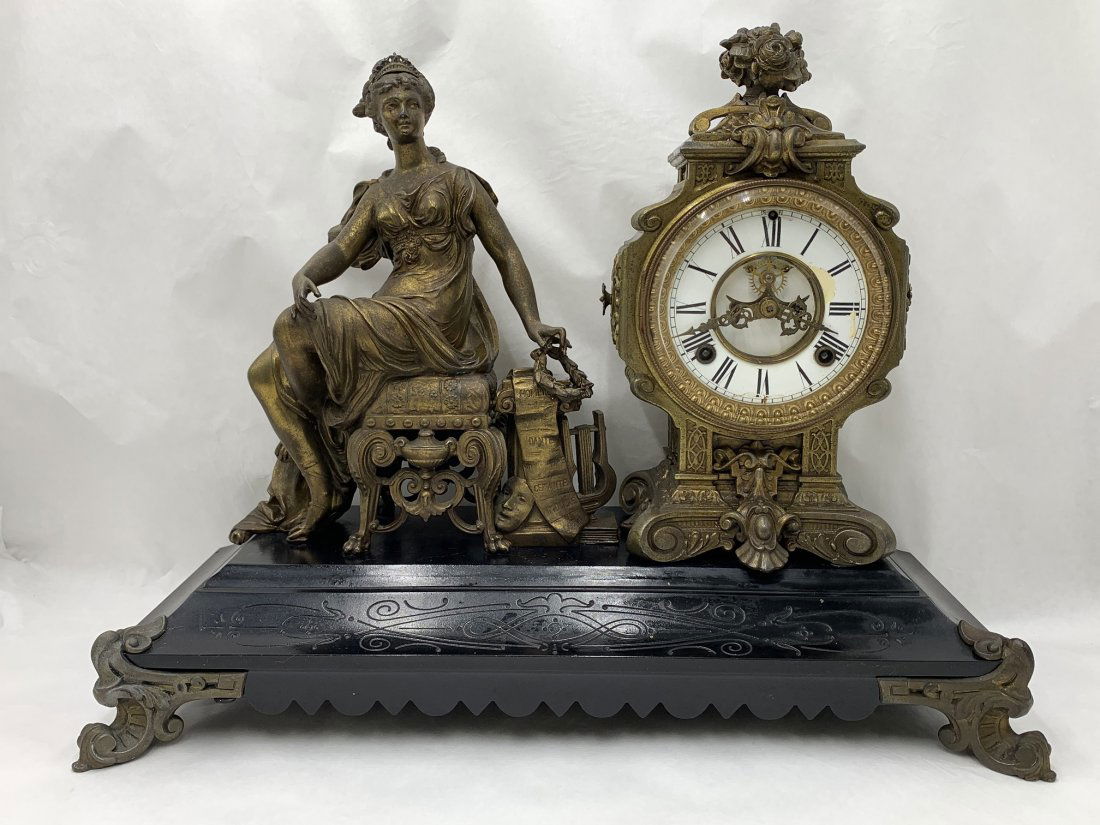 Antique Ansonia  Classical Figural Mantel Clock, circa 1880 (1 of 14)