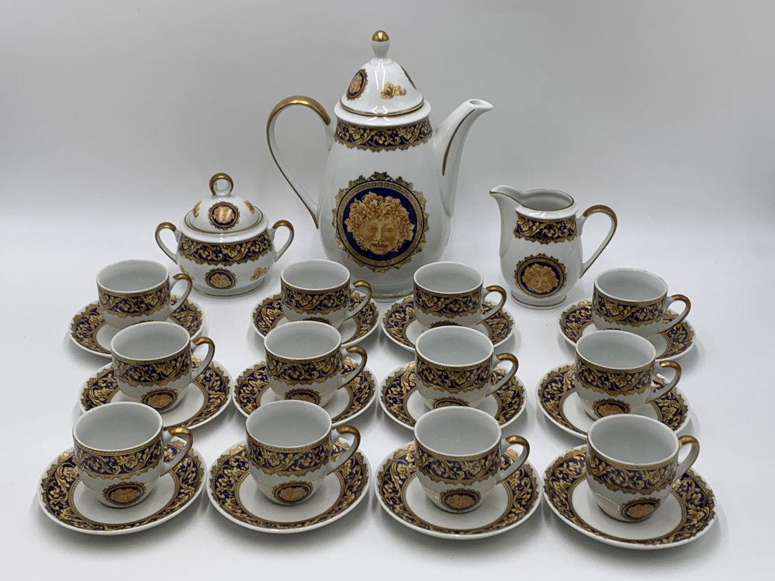 Vintage Bacchus by T. Limoges Porcelain ORO 24K Coffee Set of 27 pcs (1 of 13)