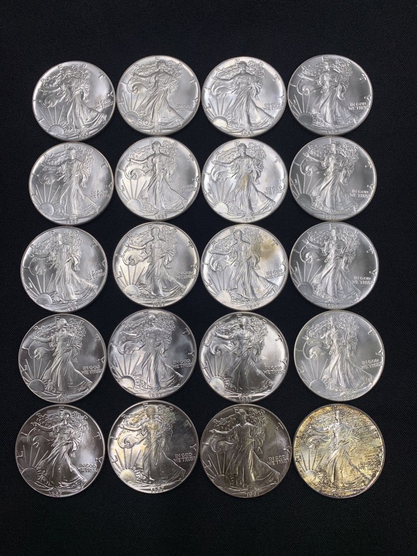 20 American Silver Eagle-  Uncirculated 1987 Silver Dollars (1 of 6)