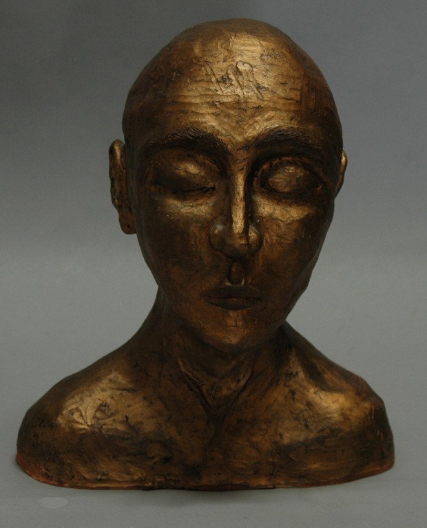 Terra Cotta Bust "The Seer" by Tim Morgan: Terra cotta bust by Tim Morgan "The Seer" Feb. 1998, 14h.