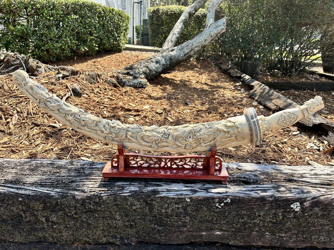 Chinese Hand Carved  Sword and Figural Scabbard. (1 of 18)