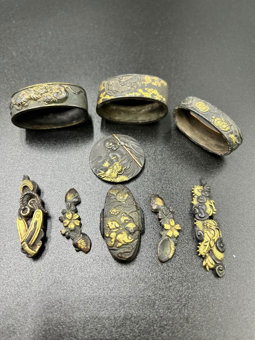 Artist Signed Japanese Katana Sword Menuki - Kashira Parts (1 of 8)