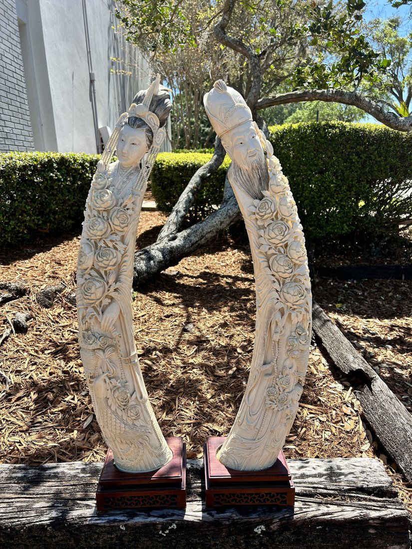 19th Century Qing Dynasty  Emperor & Empress Carved Sculpture (1 of 4)