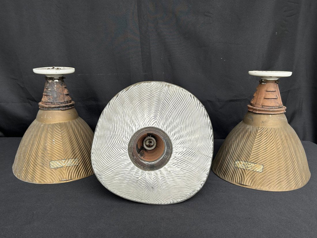 3 Curtis Lighting "Golden Armor X-Ray" Art Deco Mercury Glass Lamps (1 of 7)