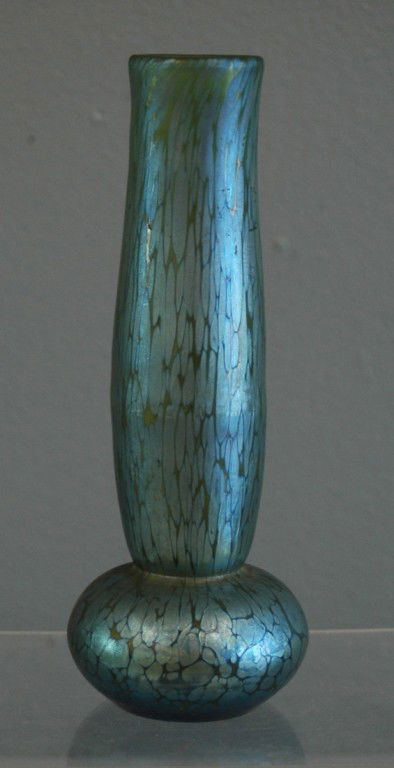 Loetz Art Glass Bud Vase: Loetz art glass bud vase "Oil Spot", 7.5h, mint.