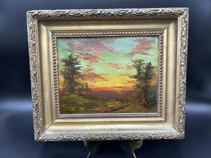 Oil on Canvas Landscape signed by George Henry Bogert: Oil on Canvas Landscape signed by George Henry Bogert. Beautiful sunrise/sunset oil painting by New York City born artist George Henry Bogert 2/6/1864 - 12/13/1944. Signed in bottom left corner of