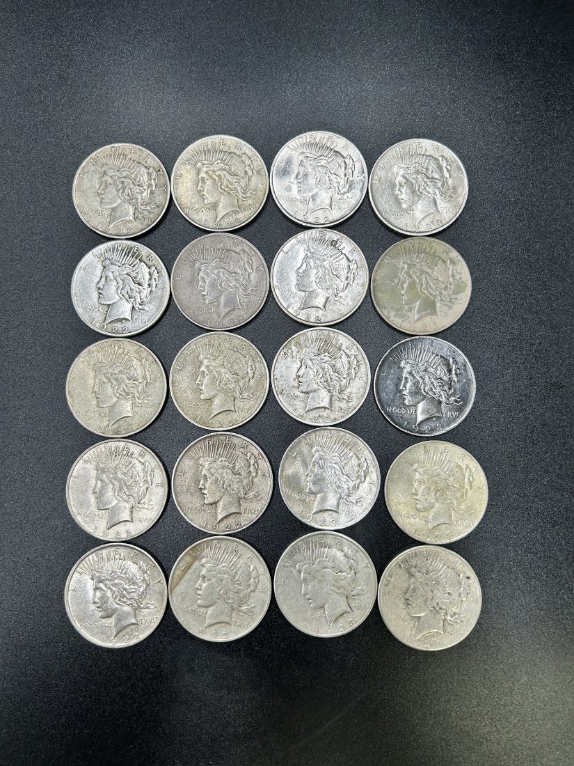 Lot of 20 U. S. Silver Peace Dollars- 1922-1923 (1 of 4)