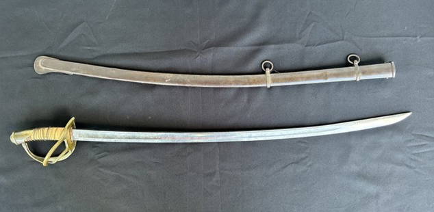 Civil War Cavalry Saber Sword with Scabbard: Civil War Cavalry Saber Sword with Scabbard. 41" overall length of sword with scabbard40" length without scabbard33" high carbon steel blade 6" contoured solid hardwood grip with twisted wire