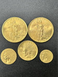 Lot of 5 ST. Gaudens & Indian  Head  Gold Coins $20, $10, $5 & $2.50