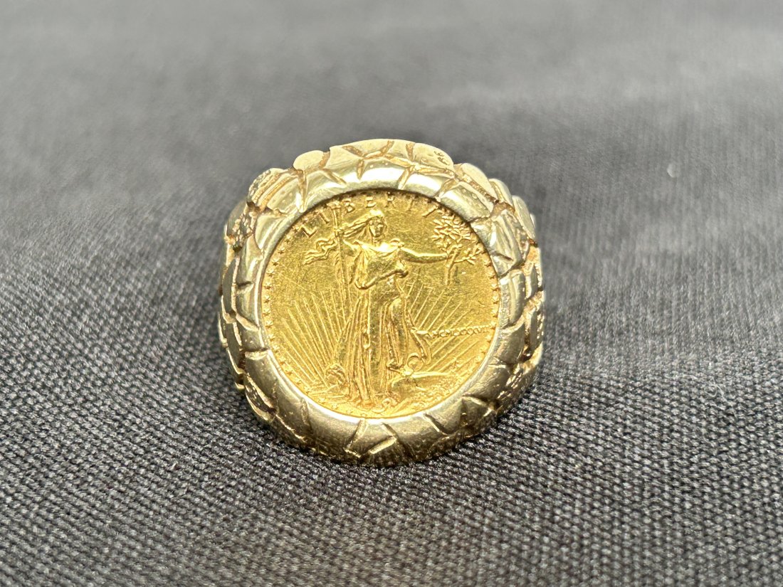 1987 $5 Dollar Liberty Gold  Coin Mounted on a 10K Gold Band Ring (1 of 5)