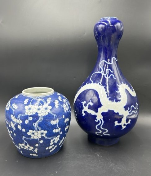 Lot of 2 Blue and White Chinese Contemporary Vases (1 of 10)