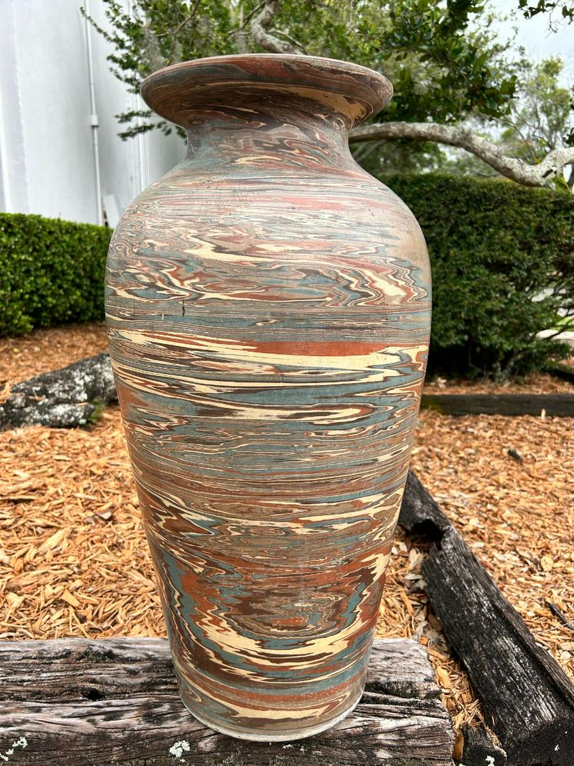Large  Handmade Niloak  Missionware Swirl Pottery Vase 29" Tall (1 of 12)