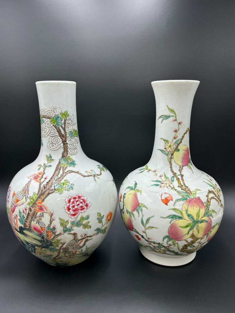Lot of 2 Contemporary Chinese Famille Rose Vases (1 of 18)