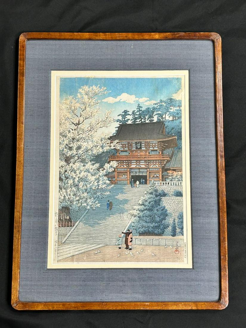 1930's Oversized Woodblock Print title Tsuruoka Hachimangu  by Kawase Hasui (1 of 13)