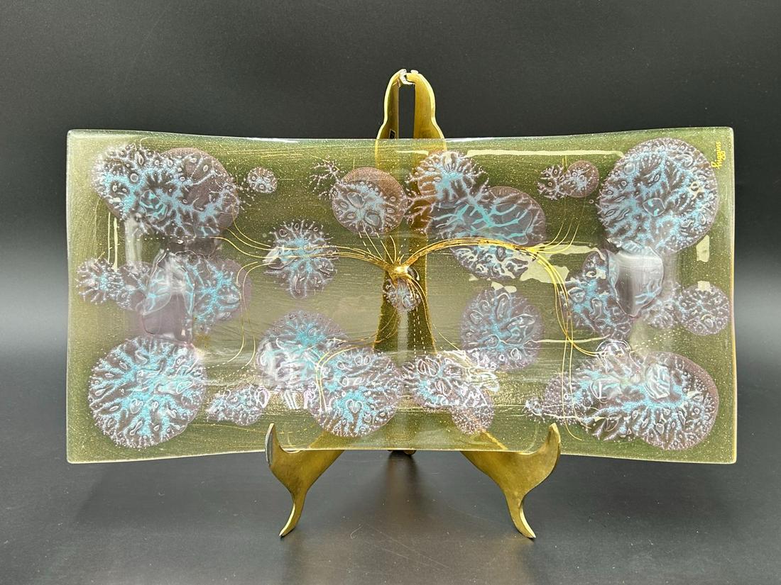 1960's Higgins Abstract Art Glass Tray (1 of 10)