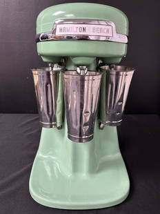 1950's Hamilton Beach Milkshake/Malt Triple Head Mixer: 1950's Hamilton Beach Milkshake/Malt Triple Head Mixer. Jadeite green in color this model #940 mixer appears to be in working condition. It is 350 watts and 120 volt operation. There is no off/on swit