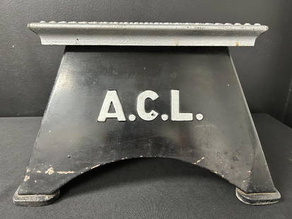 Vintage Railroad Industrial Train Conductor Step Stool Atlantic Coast Line: Vintage Railroad Industrial Train Conductor Step StoolAtlantic Coast Line. This early 20th Century stool features open handles on three sides and the lettering A.C.L. on one side. The stool 