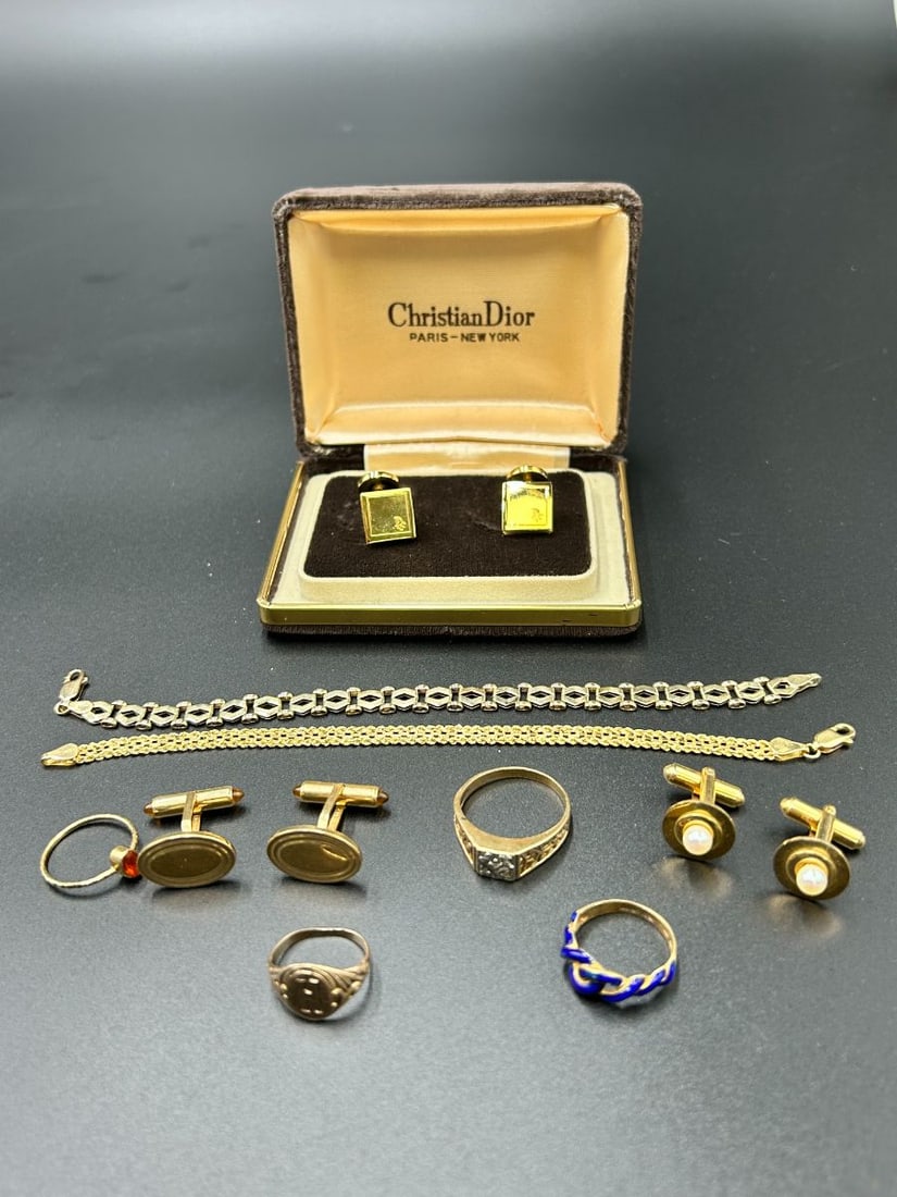 Estate Lot of 18k, 14k, & 10k Gold Rings, Bracelets & Cufflinks (1 of 20)