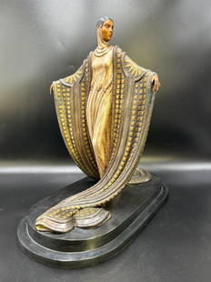 Erte' Bronze Sculpture "La Mysterieuse"  with COA #59/250: Erte' Bronze Sculpture "La Mysterieuse" with COA. #59/250. Erte' (Romain de Tirtoff) (1892-1990) was a Russian/French artist. La Mysterieuse bronze is a wonderfully romantic vision depicting the ideal