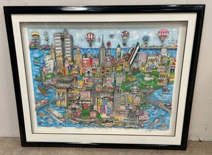 3D Pop Art "The World Loves N.Y.C." by Charles Fazzino with COA: 3D Pop Art "The World Loves N.Y.C." by Charles Fazzino. Signed, titled & numbered 55/300 on the bottom. The 3D pop art frame measures 41" tall x 32" wide. The frame measures 43 1/2" tall x 53 1/2" wid