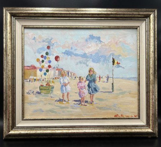 Albert Rigaux "French Beach Scene" Oil on Canvas (1 of 12)
