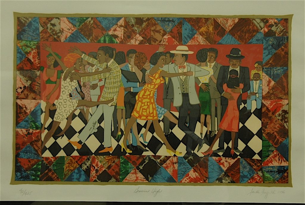Faith Ringgold, Silkscreen: Faith Ringgold, "Groovin High", color silkscreen limited edition, 42/425, 1996, pencil signed, 33.5 x 44, excellent condition.