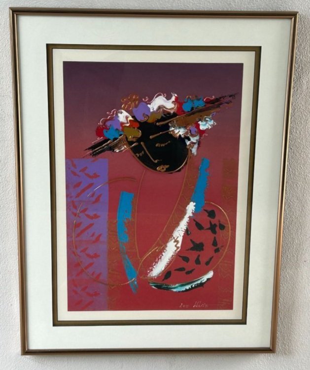 Contemporary Artist Lee White Mixed Media Woman with Hat (1 of 10)