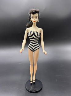 Original Mattel 1959-60 #3 Brunette Ponytail Barbie Doll Lot with Clothing and Accessories: Original Mattel 1959-60 #3 Brunette Ponytail Barbie Doll Lot with Clothing and Accessories. This is a huge lot from the estate of the original owner of the doll. She is #3 no holes in bottom of feet,