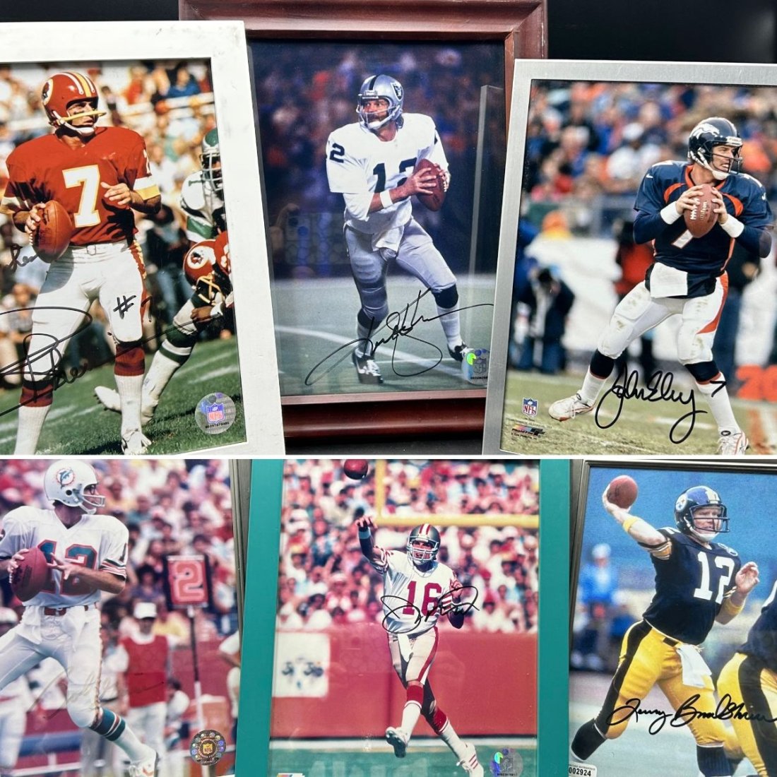 NFL Autographed Photos Theisman, Stabler, Elway, Griese, Montana, Bradshaw Certified Football (1 of 15)