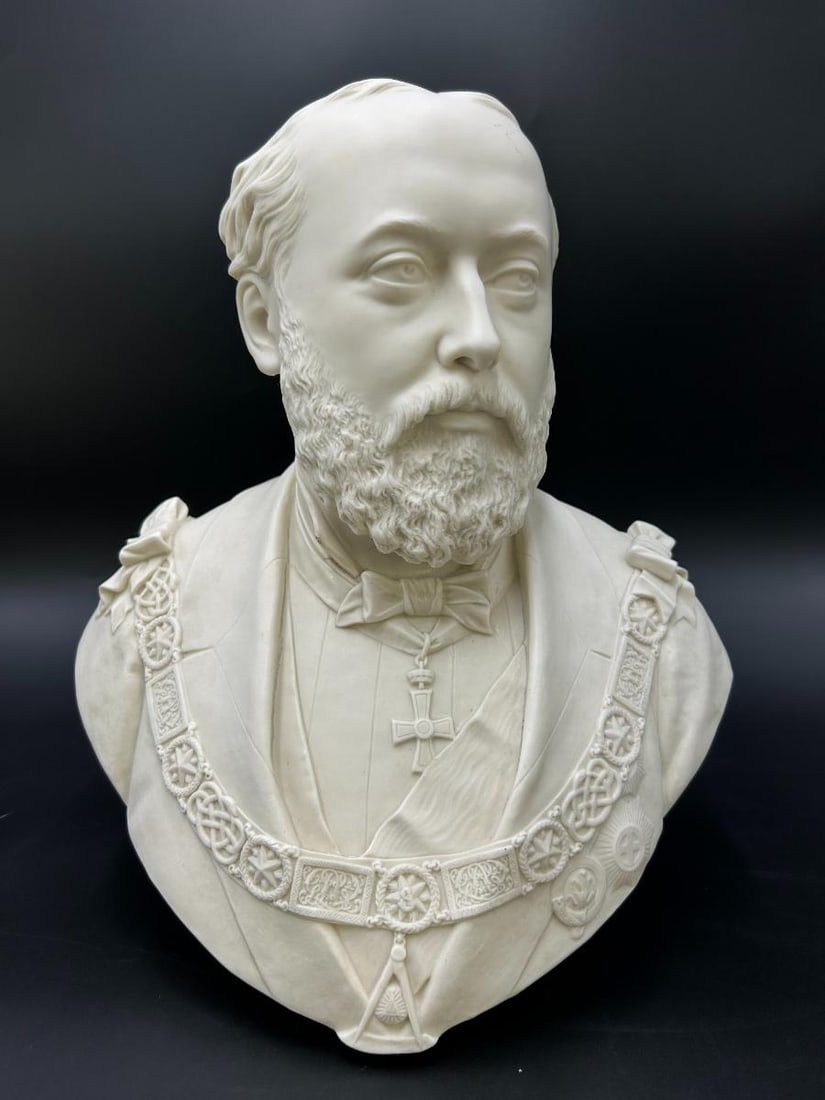Copeland Edward VII Large Royalty Parian Bust 1876 (1 of 17)