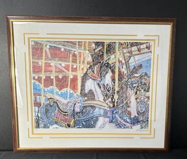 Kirk Rendelson Limited Edition Lithograph Signed and Numbered "Carousel Waltz": Kirk Rendelson Limited Edition Lithograph Signed and Numbered "Carousel Waltz". This art is hand signed in pencil by American Artist Kirk Rendelson, bottom right, center name of art "Carousel Waltz"