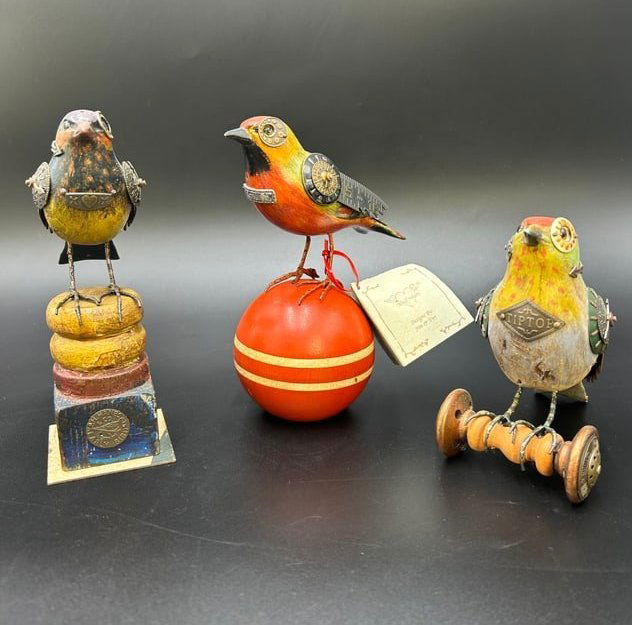 Estate Lot of 3 Steampunk Jim & Tory Handcarved Birds (1 of 20)