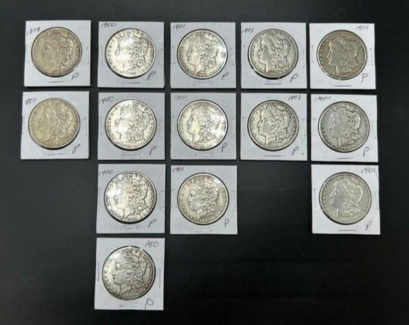 Estate Lot of 14 Morgan Silver Dollars P Mint 1879-1904  Philadelphia (1 of 11)