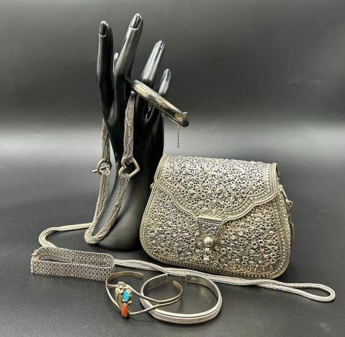 Sterling Silver w Stone - Sparkle Purse - Lilac CZ - Perrotti's Country Barn