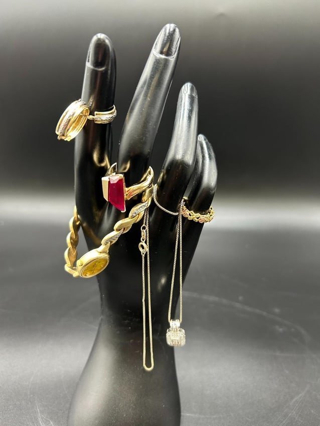 Estate Lot of Assorted 10k Gold Jewelry ,14K Gold Ring & Sterling Necklace (1 of 18)