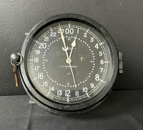 1950s-60s Marine Mechanical 24 Hour Clock U.S. Government Chelsea Clock Co Boston (1 of 15)