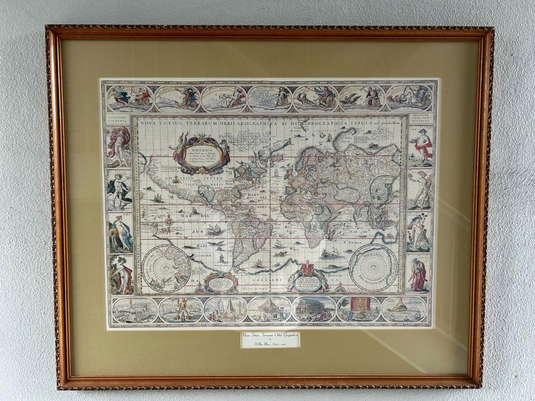 World Map Print "Nova Totius Terrarum Orbis" by Willem Blaeu - Dutch circa 1606 (1 of 18)