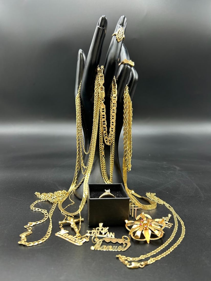 Estate Lot of 10k, 14k & 18k Gold Jewelry and Scrap 139 grams (1 of 18)