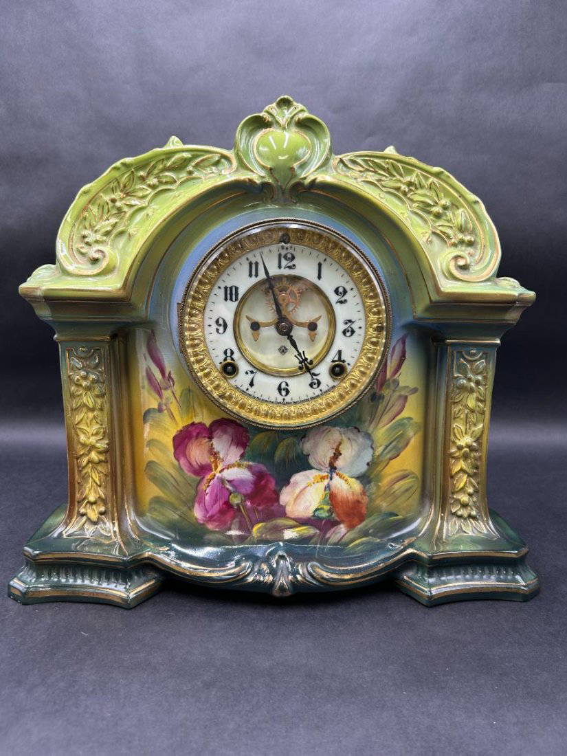 Royal Bonn "la Orb" Mantle Clock By Ansonia Clock Company Auction