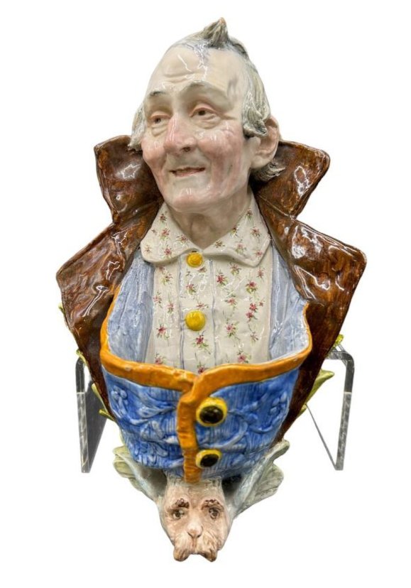 Late 19th Century Ginori Majollica Urbano Lucchesi Bust Wall Pocket Vase (1 of 17)