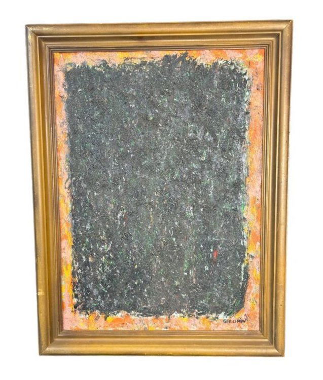 Abstract Oil on Canvas Painting signed George Chann 1913-1995 (1 of 17)