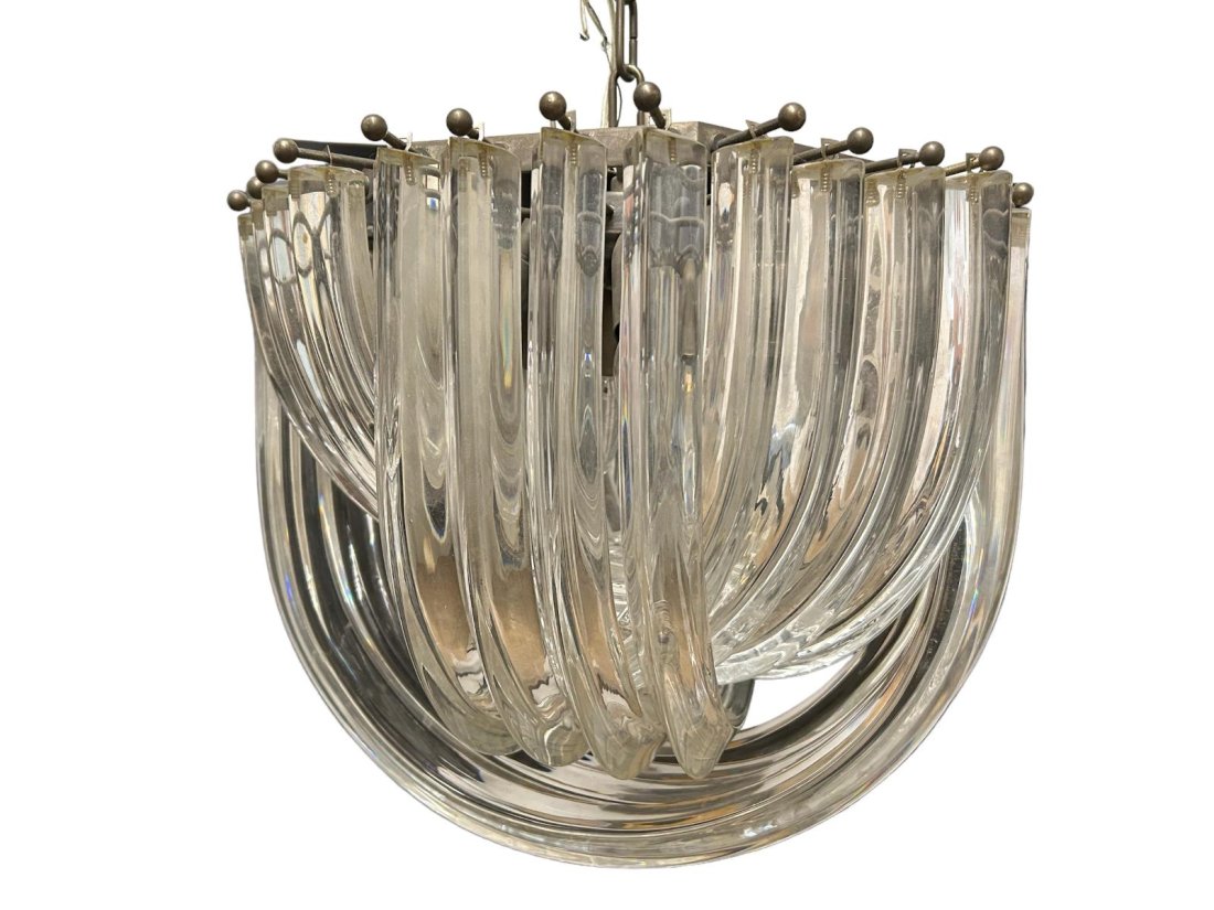 Vintage Mid Century Murano Glass Triedri Venini Chandelier (1 of 9)