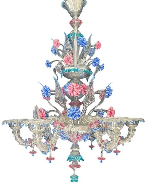 Vintage Murano Venetian Glass Whimsical Floral Chandelier (1 of 15)